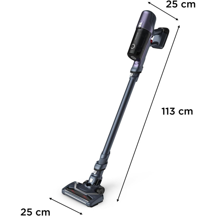 Пылесос Rowenta X-Pert 6.60 Essential аккумуляторный, 100 Вт, 45 мин работы, без мешка, LED-насадка, съемный аккумулятор, насадка для щелей и держатель для стены, фиолетовый/черный, RH6838 X-Pert 6.60 Essential лиловый/серый