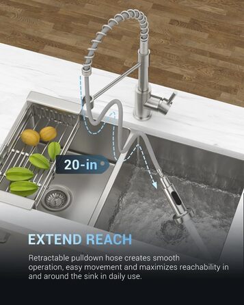 Змішувач для кухні APPASO 3-Wege, чорний, з нержавіючої сталі, 360° обертання, для фільтрації води