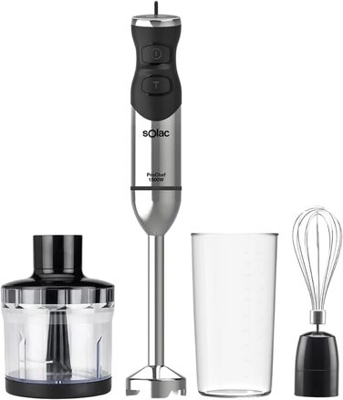Блендер Solac Pro Chef 1000 Stabmixer: потужний, з нержавіючої сталі, 1000 Вт, 3 насадки