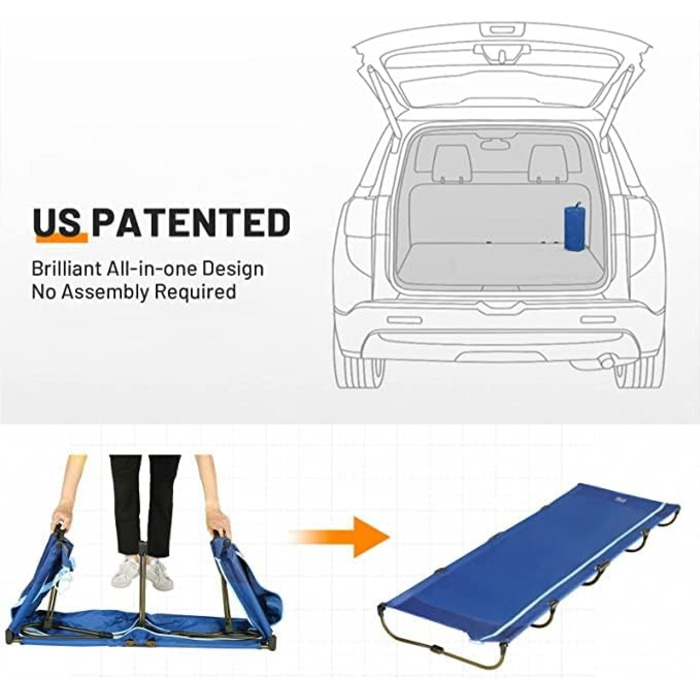 Легке туристичне ліжко Timber Ridge: складане, портативне, для кемпінгу та відпочинку на природі (120 кг)