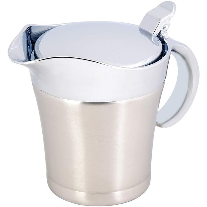Saucepan with Lid, Sauce Serving Pitcher, Double-Insulated Saucepan Made of 304 Stainless Steel for Coffee, Cream, Salad Dressing, Pudding, Milk (Small 450ml)