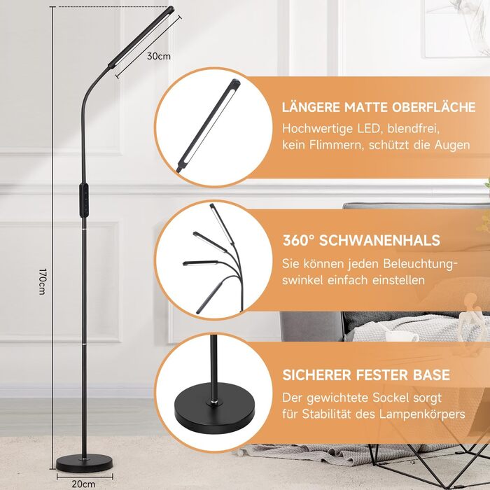 LED лампа настільна для роботи та навчання, 15 режимів, денне світло, 1000LM, регулювання яскравості, багато кольорів