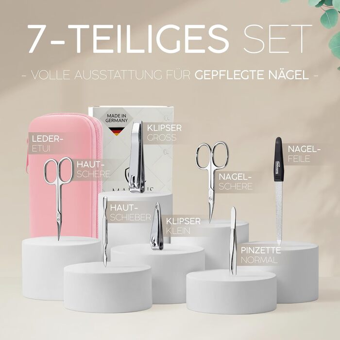 Набір для манікюру Solingen marQus: 7 предметів у шкіряному етиумі. Якісний сталевий набір для манікюру для жінок та чоловіків.