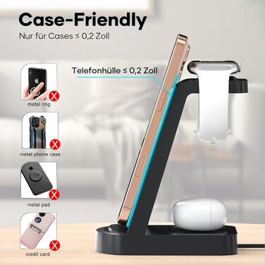 Бездротова зарядка 3-в-1 з адаптером 18W, сумісна з iPhone 16/15/14/13/12 Pro/Pro Max, Apple Watch, AirPods Pro (Чорний)