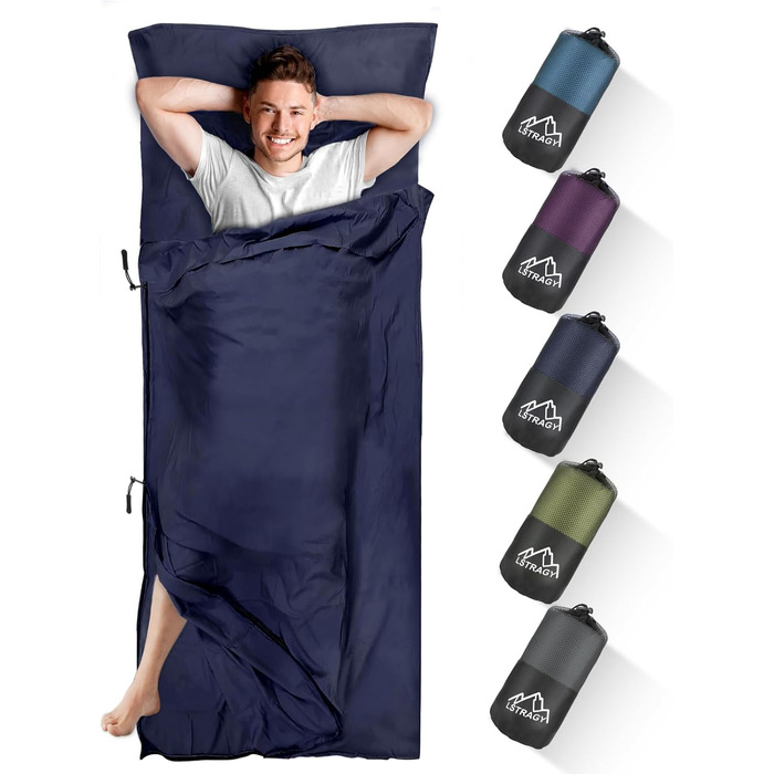 Спальний мішок туристичний 2в1, мікрофібра, 220x95 см, для кемпінгу, хостелів, гірських притулків, зелений/темно-синій