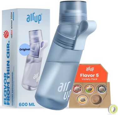 Пляшка для води air up 600 мл з аромат-подушечками, синя, для школи, спорту, з трубочкою, підходить для дітей, без цукру, сумісна з газованою водою