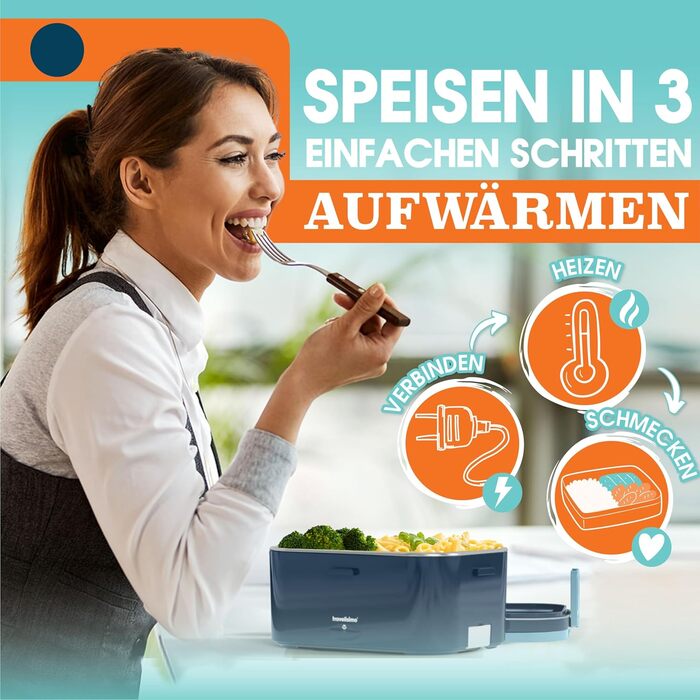Electric Lunch Box 80W Thermo Lunch Box for Hot Food, 1.8L Heat Box 3-in-1 Food Warmer, Food Warming Box for 12V/24V/220V, for Work, Car, Truck Electric Lunchbox, Warming Box