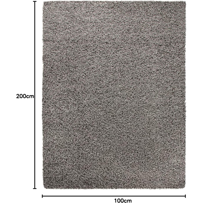 Килимок для вітальні TT Home з високим ворсом, Шерсті, Сучасний дизайн, Сірий, 100x200 см
