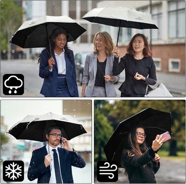 Візон Парасолька чоловіча/жіноча, автоматична, стійка до вітру, 210T тефлонове покриття, легка, міцна, колір слонова кістка