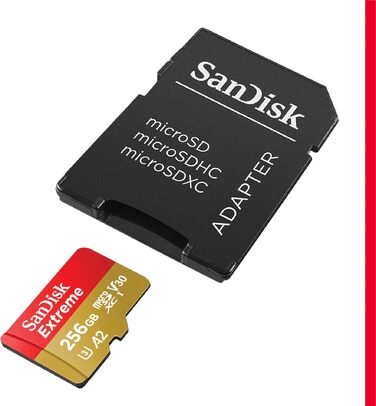 Карта пам'яті SanDisk Extreme 256GB microSDXC UHS-I з адаптером, швидкість читання до 190 МБ/с