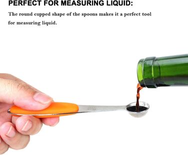 Набір мірних ложок Xingxinrong з нержавіючої сталі (5 ложок) з силіконовою ручкою, з гравіюванням шкали (US та міжнародна)