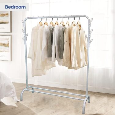 edihome Clothes Rack, Clothes Rod, 118X148X39cm, Shoe Shelf, Metallic, Stable, Clothes Organizer (White)