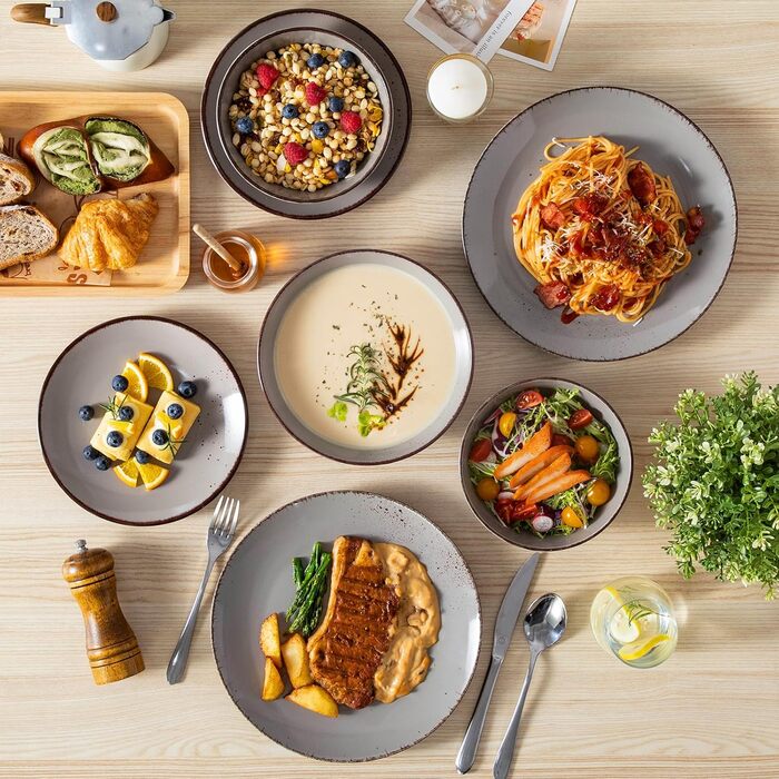 Набір посуду Vancasso NAVIA, 24 елементи, кераміка, сірий, для 4 осіб