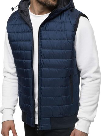 Чоловіча степкова жилетка OZONEEE з капюшоном, без рукавів, спортивна, для перехідного сезону, темно-синій (M)