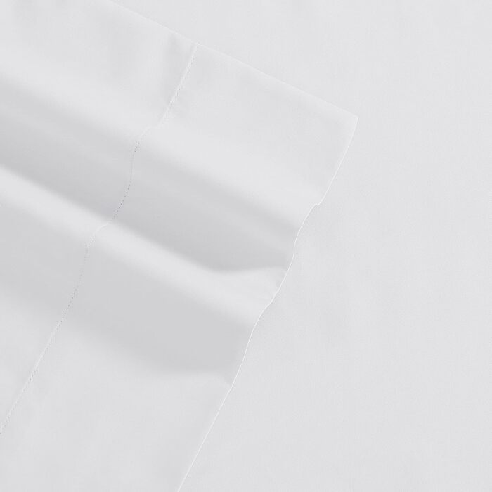 Laura Ashley - Bedding Set for King-Size Beds, Luxurious Satin Cotton, 800 Thread Count, Soft and Smooth Home Decor (Solid, White, King Size Bed)