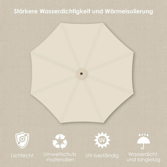 Daromigo Parasol 300/350 cm with Crank | Pergola Parasol with Stand | Garden Parasol Sun Protection UV Protection Aluminum | Crank Parasol Market Parasol Waterproof for Garden