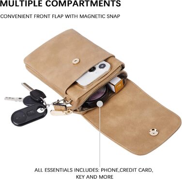 Сумка-клатч BOSTANTEN Klein через плече з PU шкіри для жінок, сіра (A-09-braun) - гаманець та сумка 2 в 1