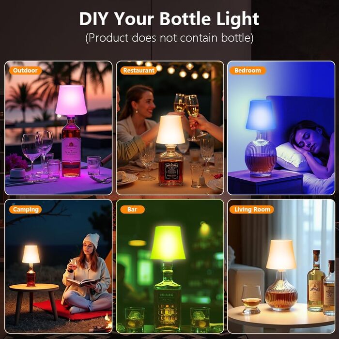 Настільна лампа LED акумуляторна бездротова 2 шт. з RGB підсвічуванням, димуванням, сенсорним керуванням, IP54 водонепроникна для спальні, вітальні, балкону