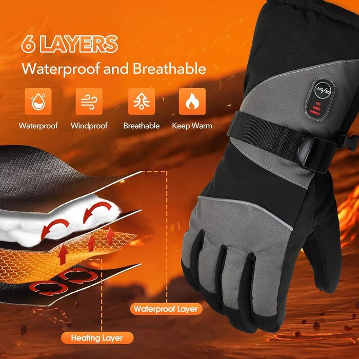 Гріючі рукавички для чоловіків та жінок з акумулятором 5V 5000mAh, 3 режими нагріву, для мотоциклів, велосипедів, лижного спорту (M)