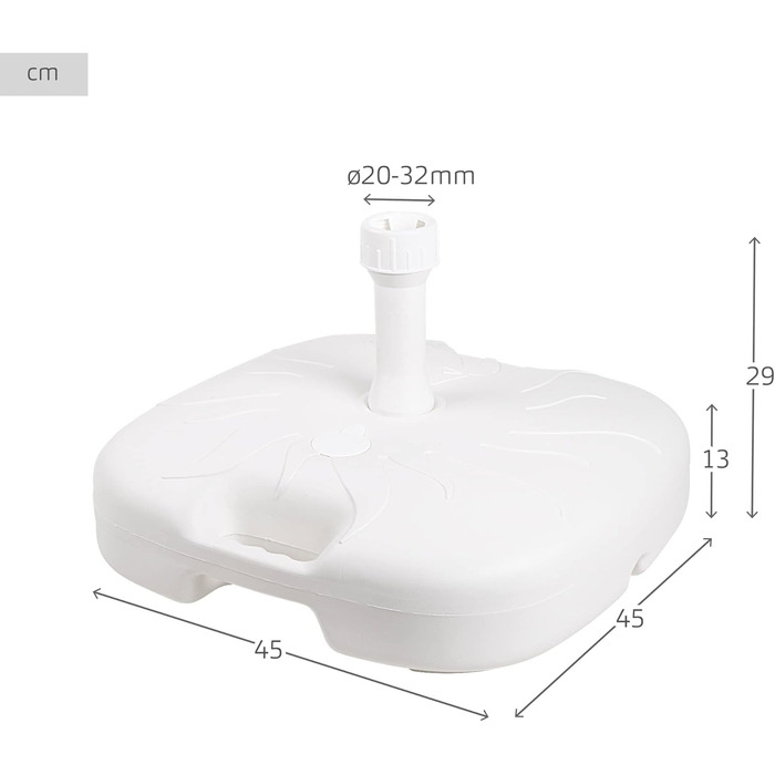 ACTIVE 61140 - Umbrella stand, parasol stand, umbrella base, refillable, white, dimensions 45 x 30 cm, robust, umbrella and parasol holders