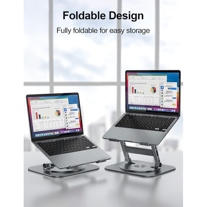 MCHOSE Adjustable Laptop Stand - Ergonomic Aluminum Laptop Riser for Desk - 360° Rotation - Compatible with MacBook Air & 10-17
