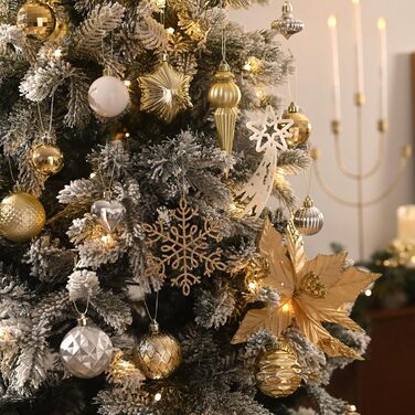 Набір прикрас на ялинку Valery Madelyn 60 шт. - ялинкові кулі, міцні, з підвісками, декор для ялинки (білий & золотий)