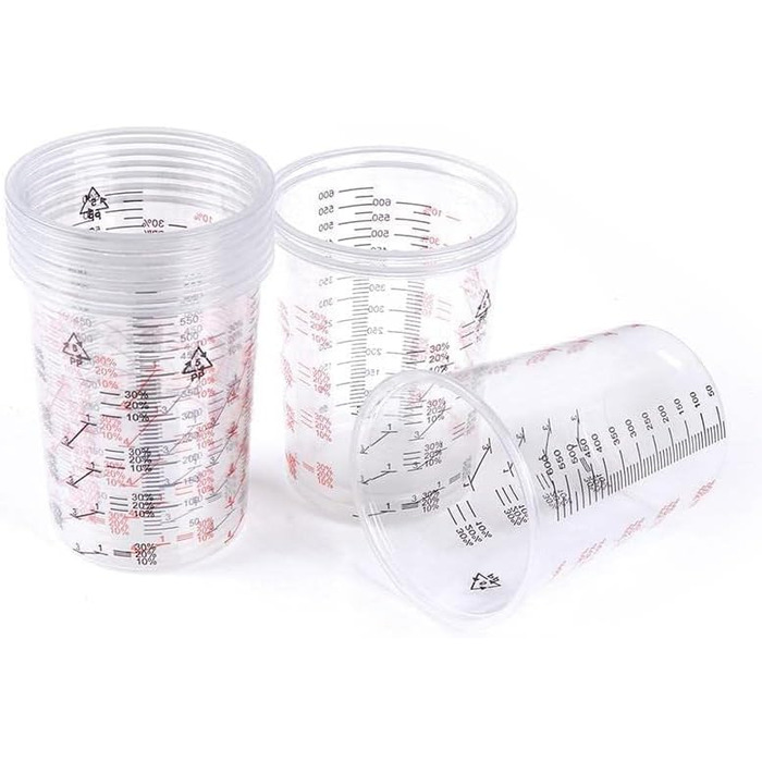 50x Mixing Cups Plastic Cups Measuring Cups | 650ml | Color, Epoxy, Polyester with Scale and Mixing Ratio