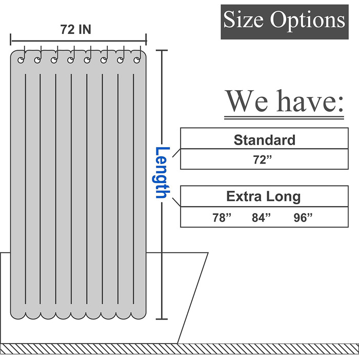 Штора для душу з вафельним малюнком, чорна, 180x182 см - Преміум для готелів, SPA, важкий водонепроникний матеріал