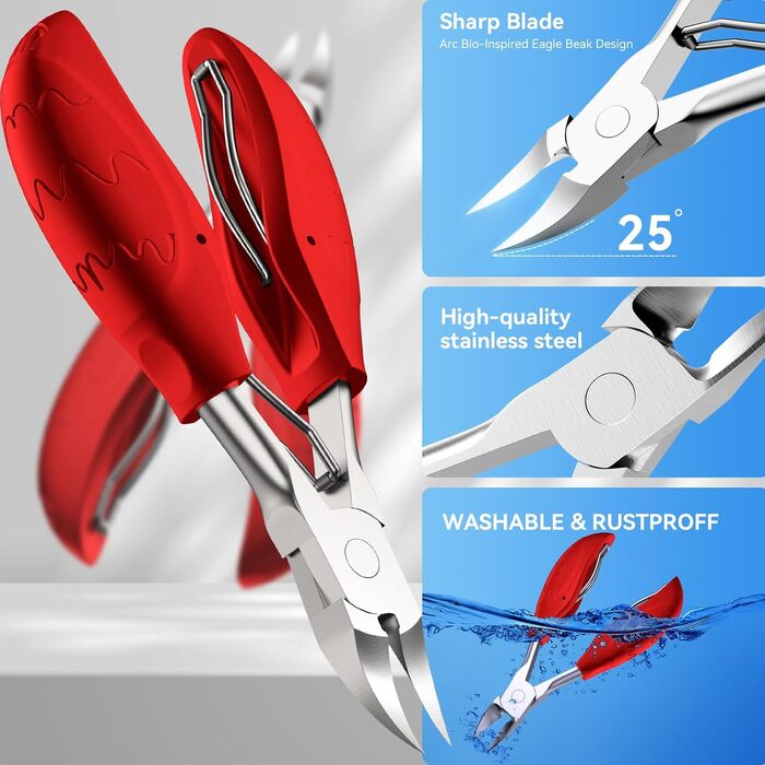 Набір для манікюру Profi Maniküre: кусачки для нігтів, щипчики, ножиці, пилочки (7 шт.), червоний