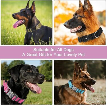 Тактичний нашийник для собак Ledeak з ручкою, регульований, широка підкладка, нашийник з металевою застібкою, навчальний нашийник для собак (фіолетовий, M)