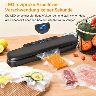 MeteMake Вакууматор автоматичний для продуктів харчування, One-Touch вакуумна запайка, компактна модель (чорний)