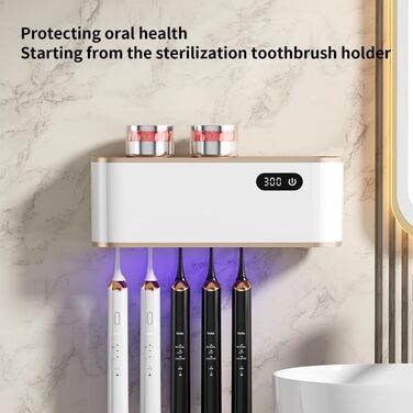Електричний стерилізатор для зубних щіток UV, USB-організатор для 5 щіток, сушка, настінний, білий