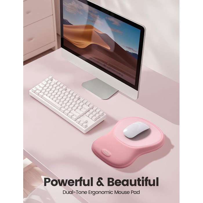 Підставка для зап'ястя Meatanty Ergonomische Handgelenkauflage – М'яка підставка з Memory Foam для клавіатури та миші, антиковзка, для офісу, дому та геймінгу (Світло-рожевий)