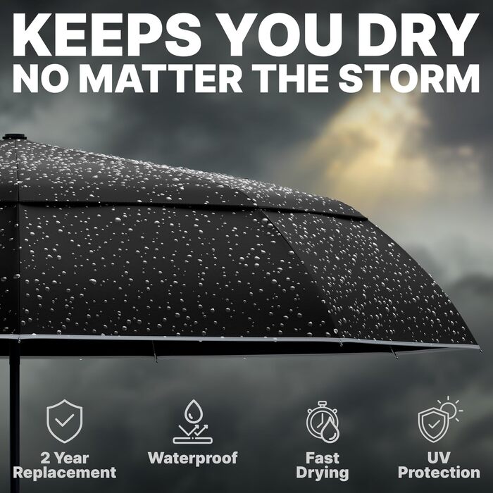 Чорний парасолька-тростина Royal Walk: штормовий, автоматичний, з дерев'яною ручкою для жінок та чоловіків