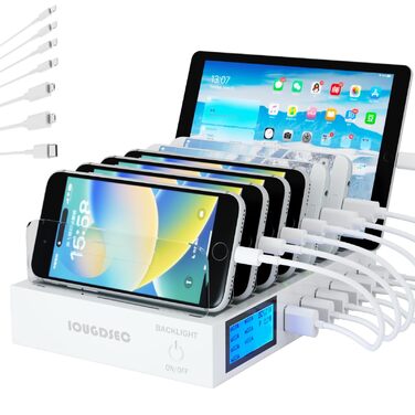 Зарядний пристрій Schnellladestation PD20W QC3.0 7-в-1 з LCD дисплеєм, USB-хаб для iPhone, iPad, Samsung, Huawei (Чорний)