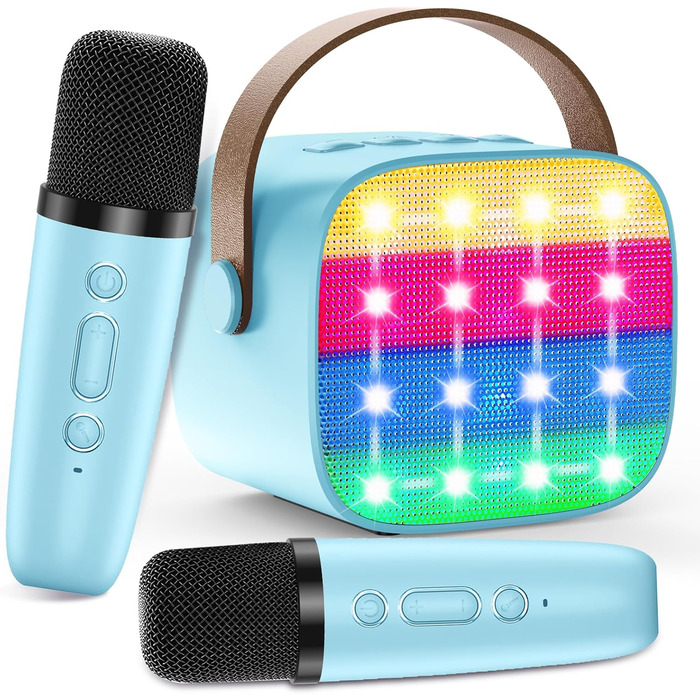 Дитяча караоке-машина з 2 мікрофонами, Bluetooth, світлові ефекти, для дітей 3-12 років