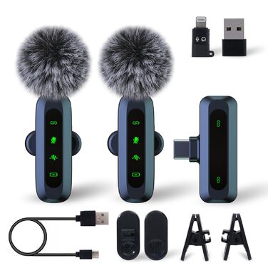 Портативний мікрофон для iPhone та USB-C, міні мікрофон з шумозаглушенням та LED-дисплеєм, ідеальний для Vlog та TikTok