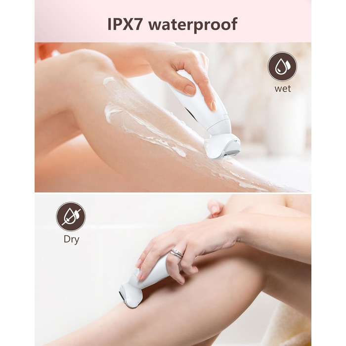 Електричний жіночий тример 3-в-1 для тіла, обличчя, бікіні та ніг. Вологостійкий IPX7, USB-зарядка, білий