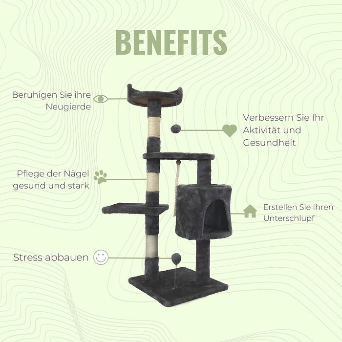 Драбина для котів Mobiclinic® Pets Silvestre, сіра, середнього розміру, з платформами та укриттям