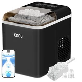 Smart Ice Maker Machine with WiFi Control - 15KG Daily Output, Fast Ice Production (6 mins/9 cubes), Self-Cleaning, 2 Sizes, for Kitchen, Office, Bar, Party, RV (Black)