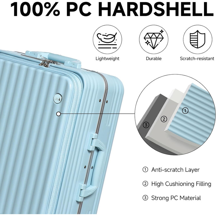 Набір валіз Sea Choice 2 в 1: Trolley 55/78 см, легкі, з TSA замком та тримачем для напоїв, зелений