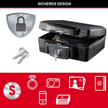 Master Lock Fireproof and Waterproof Safe with Key - Triple Protection (Flight, Fire, Flood), 4.9L, 15.6 x 36.2 x 33 cm