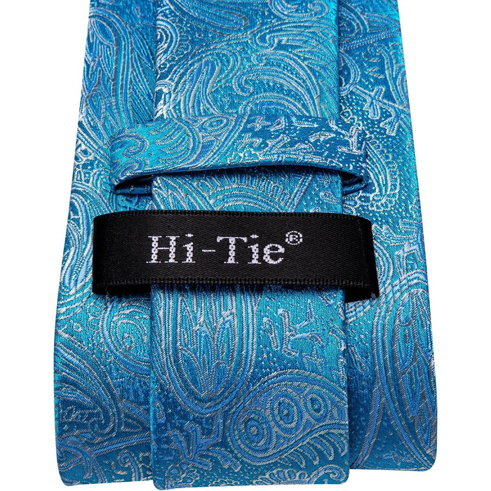 Набір краваток, нагрудних хустинок та запонок Hi-Tie: шовкова краватка для весілля та ділових зустрічей (Pfauenblau A)