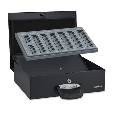 Relaxdays Black Cash Box Дошка для підрахунку євромонет