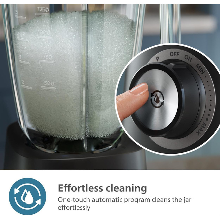 Philips 5000 Series Mixer – 1200W Motor • ProBlend Plus Technology • Dishwasher-Safe Parts • Automated Cleaning • 2L Capacity • Black (HR3041/00) 1.4Kg (6 portions) Wi-Fi Connection