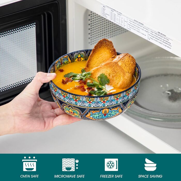 Набір з 6 порцелянових супових тарілок Vancasso (6x840мл) для мюслі, супу, салату, рамену, десерту та інших страв