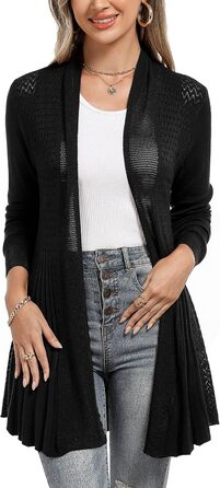 Жіноча кофта-кардиган iClosam: легка літня куртка з довгим рукавом, вільний крій, чорний колір