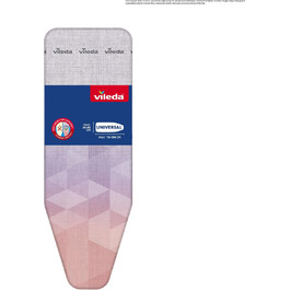 Покриття для прасувальної дошки Vileda Diamond з титановим покриттям, універсальний розмір, сумісне з парогенераторами, сертифікат Oeko-TEX