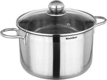 Karcher 14-Piece Stainless Steel Cookware Set with Glass Lids - Induction Compatible