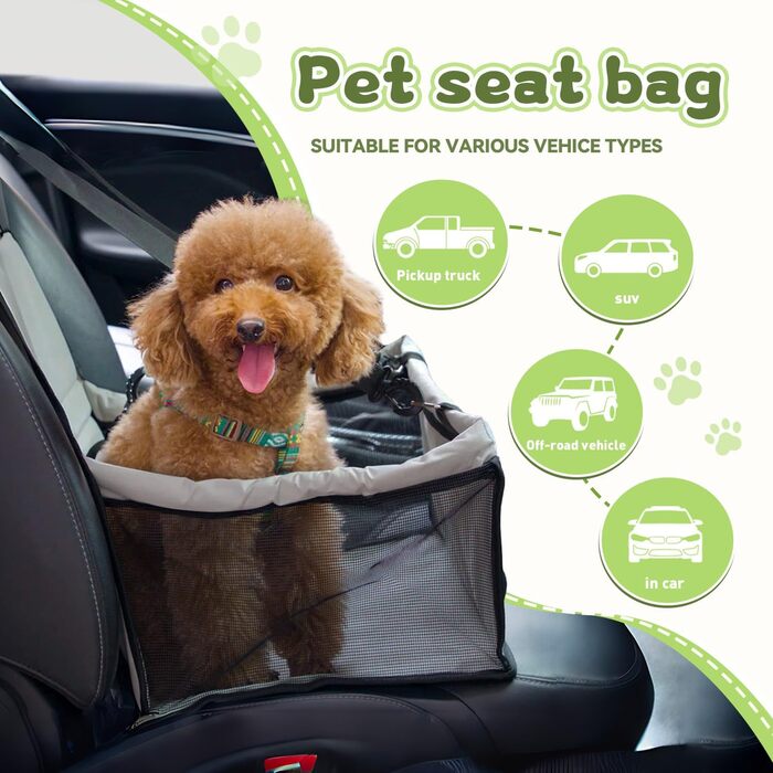 Автомобільний лежак для собак, сірий, 40x32x24 см, Oxford, дихаючий, знімний, складний